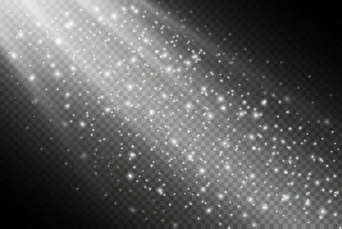 Set of white glowing lights effects isolated on transparent background. Sun Stock Illustration