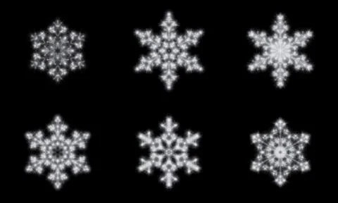 Set White glowing transparent snowflake, isolated icon. Stock Illustration