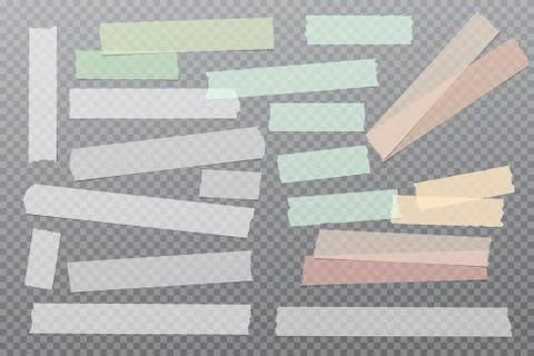 Set of white, green different size adhesive, sticky, masking, duct tape, paper Illustrazione stock