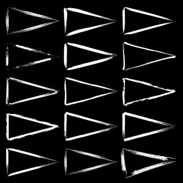 Set of white grunge triangle frames Stock Illustration