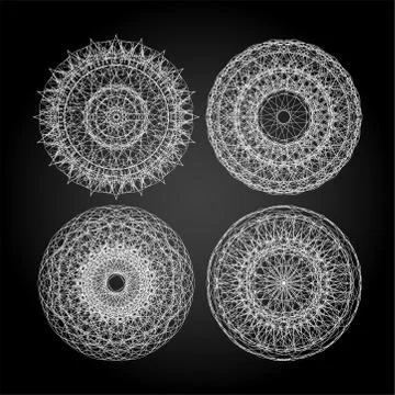 Set of white guilloche, decorative elements, black and white Stockillustratie