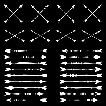 Set of white hand drawn arrows. Illustrazione stock
