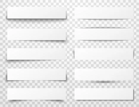 Set of white horizontal paper banners with different realistic shadows Stock Illustration