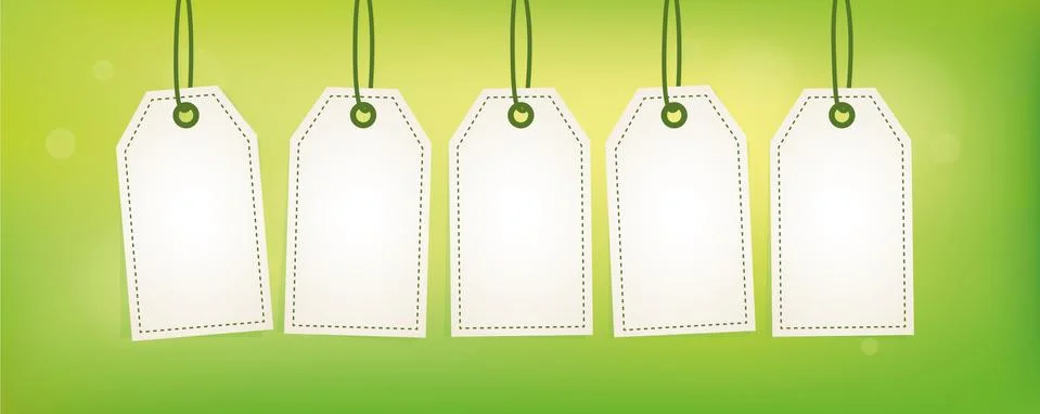 Set of white labels with green background Stock-Illustration