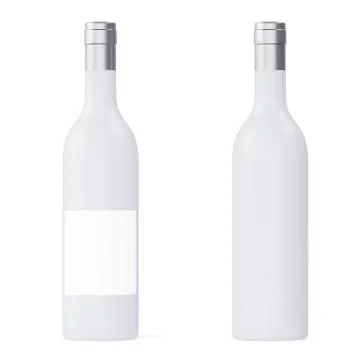 Set White matte wine bottles isolated on background with empty blank. 3d Stock Illustration