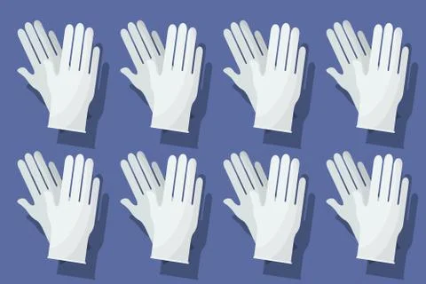 Set of white pair of rubber gloves Stock Illustration