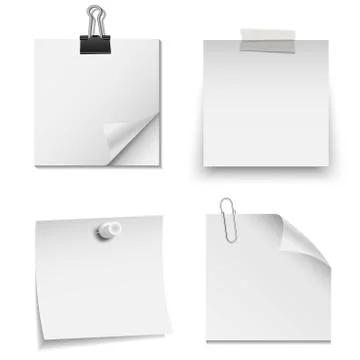Set of white paper notes Stock Illustration