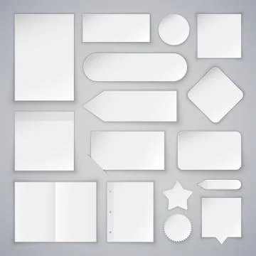 Set of White Paper Sheets Mock Ups and Banners Stock Illustration