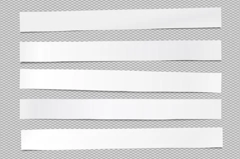 Set of white paper stripes for notes stuck on squared background. Vector Illustrazione stock
