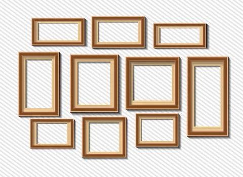 Set of white photo frames on grey background Stock-Illustration