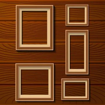 Set of white photo frames on grey background Stock-Illustration