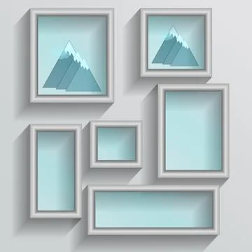Set of white photo frames Stock Illustration
