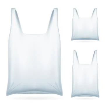 Set of White Plastic Bag on White Background for design Illustrazione stock