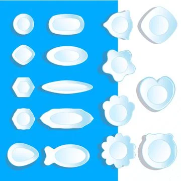 A set of white plates of different shapes. Stock Illustration