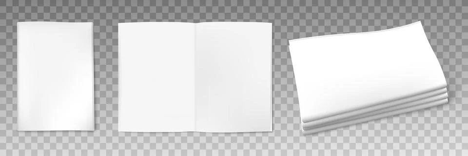 Set of white realistic empty newspaper mockups, vector illustration Stock Illustration