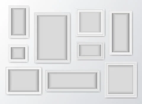 Set of white realistic frames with shadow 库存插图