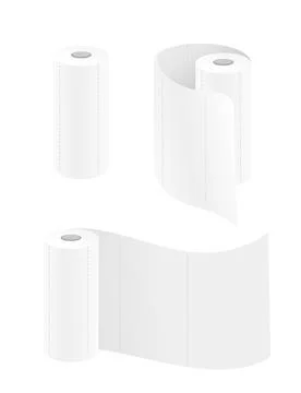 Set of white roll disposable paper towels for kitchen flat vector illustratio Stock Illustration