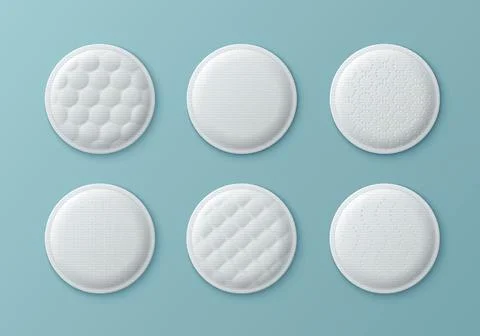 Set of white round cotton pads Stock Illustration