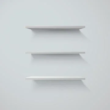 Set of white shelfs on a wall. Stock Illustration