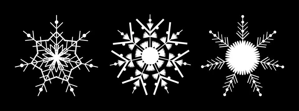 Set white snowflake on a black background. Decor for Christmas and New Year d Stock Illustration