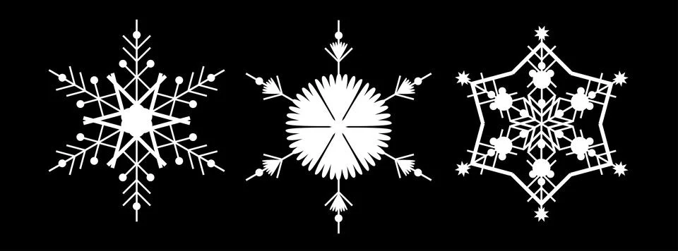 Set white snowflake on a black background. Decor for Christmas and New Year d Stock Illustration