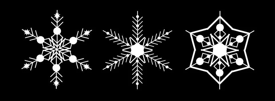 Set white snowflake on a black background. Decor for Christmas and New Year d Stock Illustration