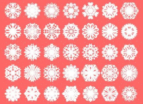 Set of white snowflakes Stock Illustration