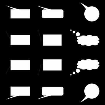 Set of White Solid Speech Bubbles and Thought Callouts Stock Illustration