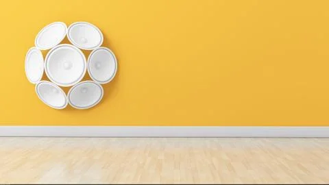 Set of white speakers on the wall Stock Illustration