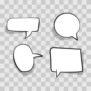 Set white speech bubble, cloud comic template on transparent background. Empty イラスト素材