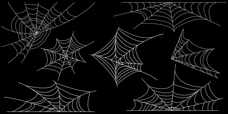 Set of white spider web Stock Illustration