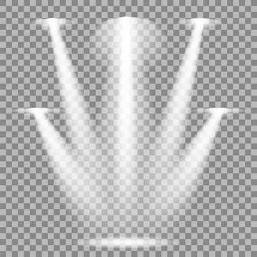 Set of White Spotlights Set of White Spotlights Isolated on Checkered Back... Stock Photos