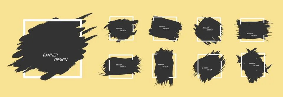 Set of white square background frames with an intersection of grunge ink Ilustração Stock