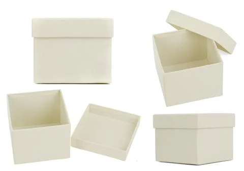 Set of white square flat boxes Stock Photos