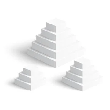 Set of white square pyramids on white background Иллюстрация