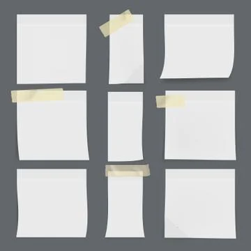 Set Of White Sticky Notes On Wall Stock Illustration