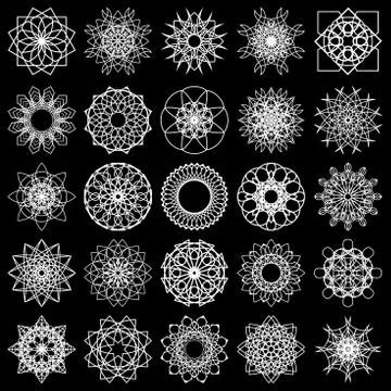 Set of white various snowflakes Stock Illustration