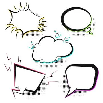 Set of white vector retro comic speech bubbles Stock Illustration