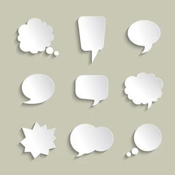 Set of white volume speech bubbles with a shadows Stock Illustration