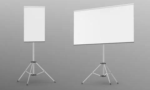 Set of whiteboards on tripod stands Stock Illustration