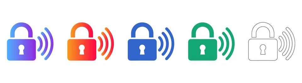 Set of Wi Fi Secured Lock Icons 库存插图