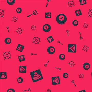 Set Wi-Fi wireless internet network, Spatula, Target sport and Billiard pool Stock Illustration