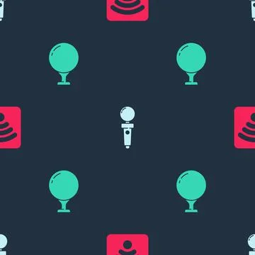 Set Wi-Fi wireless internet network, Joystick for arcade machine and Golf ball Stock Illustration