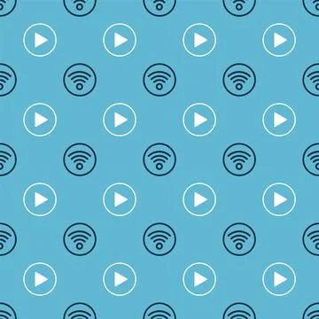 Set Wi-Fi wireless internet network and Play in circle on seamless pattern イラスト素材