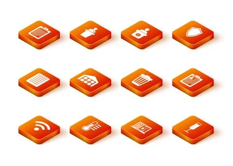 Set Wi-Fi wireless network, Thermometer, Notebook, Warehouse, Medical clini.. Illustrazione stock