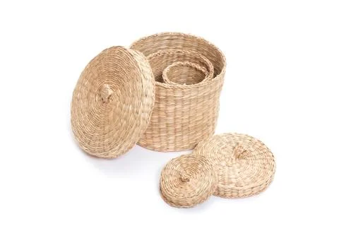 Set of wicker baskets Foto stock