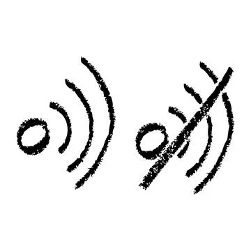 Set wifi, on and off, simple vector hand draw sketch doodle Stock Illustration