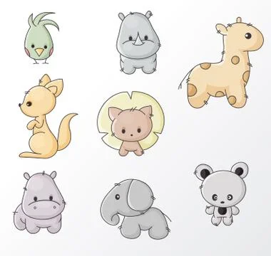 Set of wild animals Illustrazione stock