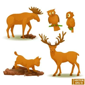 Set of wild animals Stock Illustration