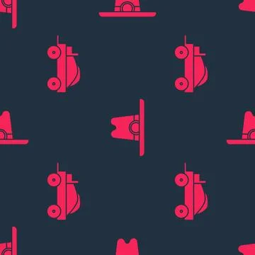 Set Wild west covered wagon and Western cowboy hat on seamless pattern. Vector Stock Illustration